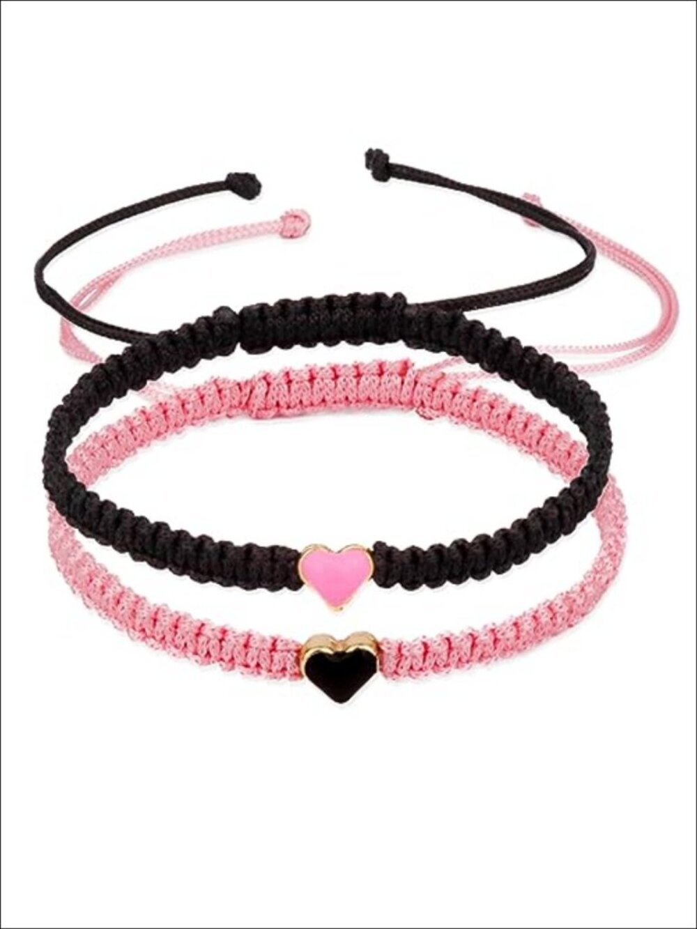 Handmade Heart Beaded Adjustable Couple Bracelet Set Matching Friendship Gift